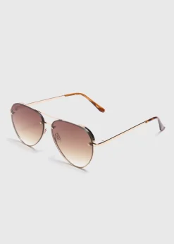 Brown Ombre Aviator Sunglasses