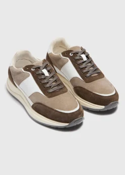 Brown Suede Panel Runner Trainers
