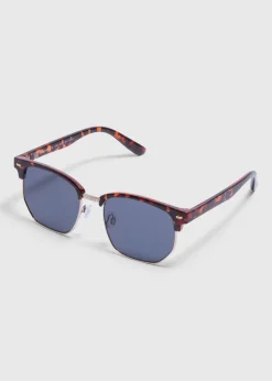 Brown Tortoise Shell Clubmaster Sunglasses