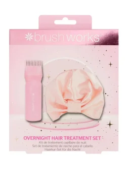 Brushworks Pastel Pink Overnight Hair Treatment Set