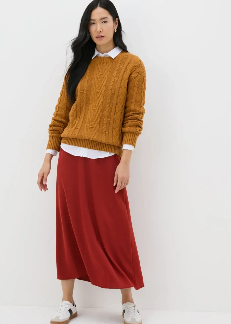 Burnt Orange Satin Midaxi Slip Skirt