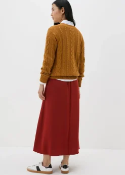 Burnt Orange Satin Midaxi Slip Skirt