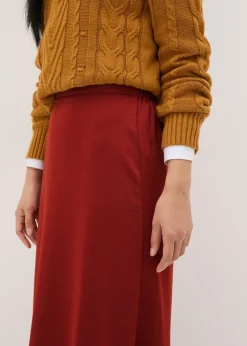 Burnt Orange Satin Midaxi Slip Skirt