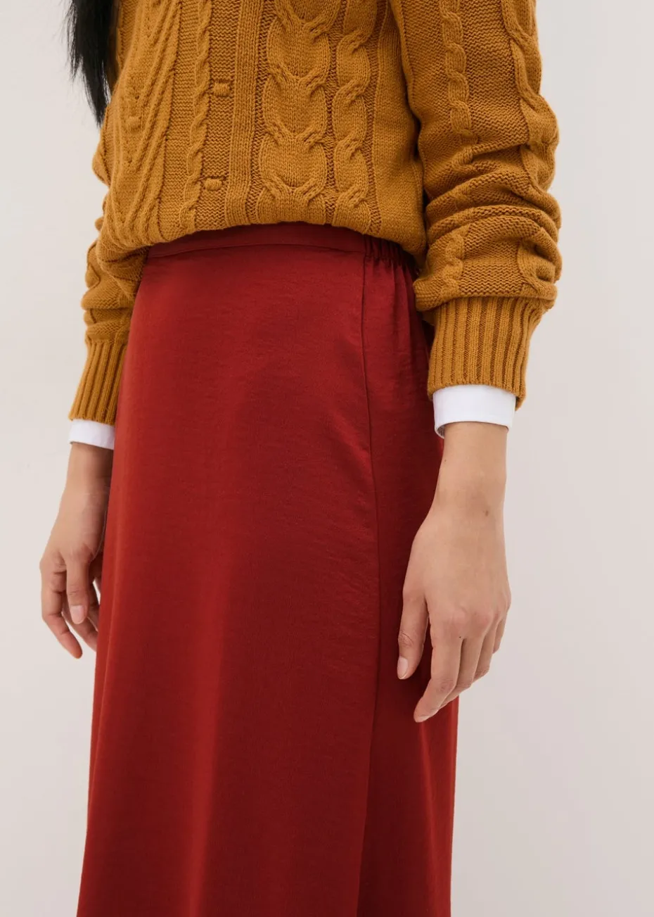 Burnt Orange Satin Midaxi Slip Skirt