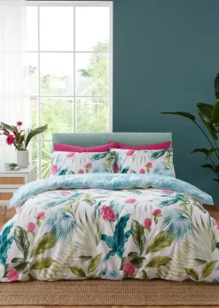 Catherine Lansfield Aruba Tropical Floral Reversible Duvet Cover Set