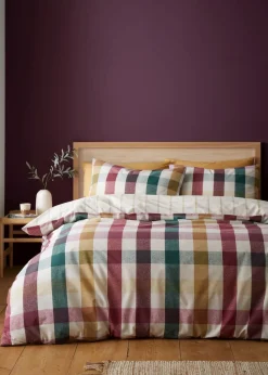 Catherine Lansfield Autumn Check Reversible Duvet Cover Set