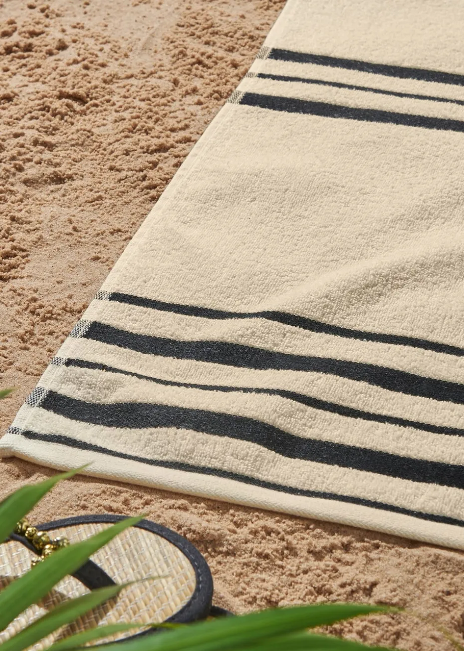 Catherine Lansfield Banded Stripe Cotton Beach Towel Pair