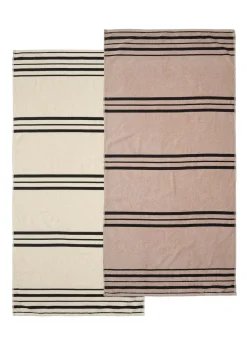 Catherine Lansfield Banded Stripe Cotton Beach Towel Pair