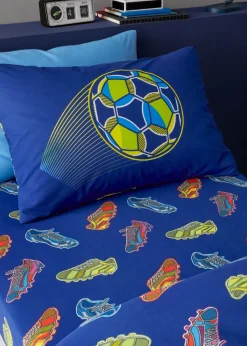 Catherine Lansfield Bright Blue Football Fitted Sheet