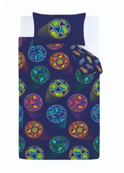 Catherine Lansfield Bright Blue Football Reversible Duvet Cover Set