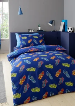 Catherine Lansfield Bright Blue Football Reversible Duvet Cover Set