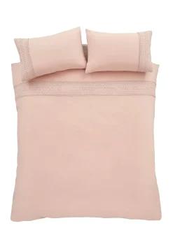 Catherine Lansfield Broderie Anglaise Blush Duvet Cover Set