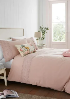 Catherine Lansfield Broderie Anglaise Blush Duvet Cover Set