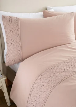 Catherine Lansfield Broderie Anglaise Blush Duvet Cover Set