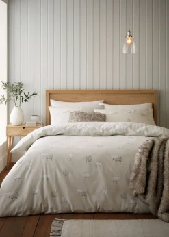 Catherine Lansfield Brushed Cotton Sheep Reversible Duvet Cover Set