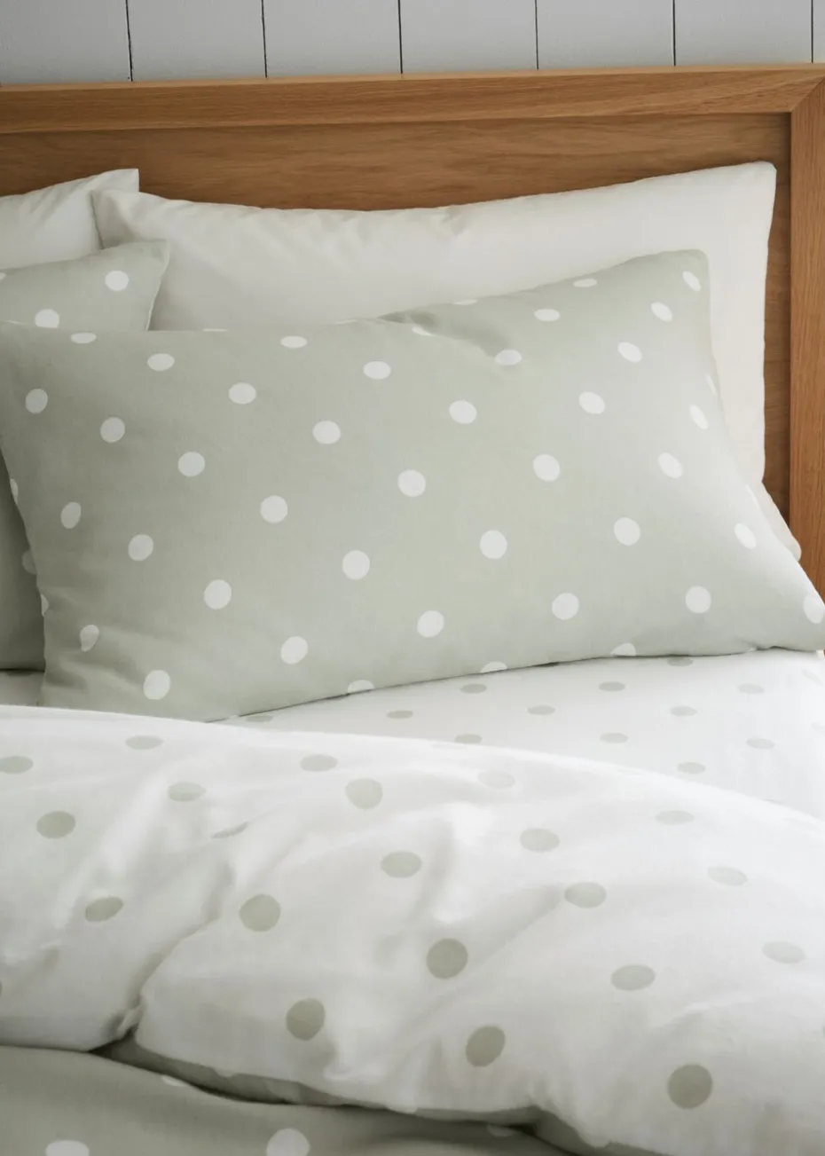 Catherine Lansfield Brushed Polka Dot Cotton Reversible Duvet Cover Set