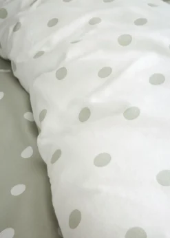 Catherine Lansfield Brushed Polka Dot Cotton Reversible Duvet Cover Set