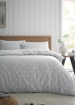 Catherine Lansfield Brushed Polka Dot Cotton Reversible Duvet Cover Set