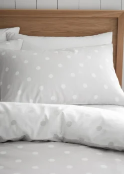 Catherine Lansfield Brushed Polka Dot Cotton Reversible Duvet Cover Set