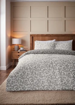 Catherine Lansfield Brushed Grace Floral Cotton Reversible Duvet Cover Set