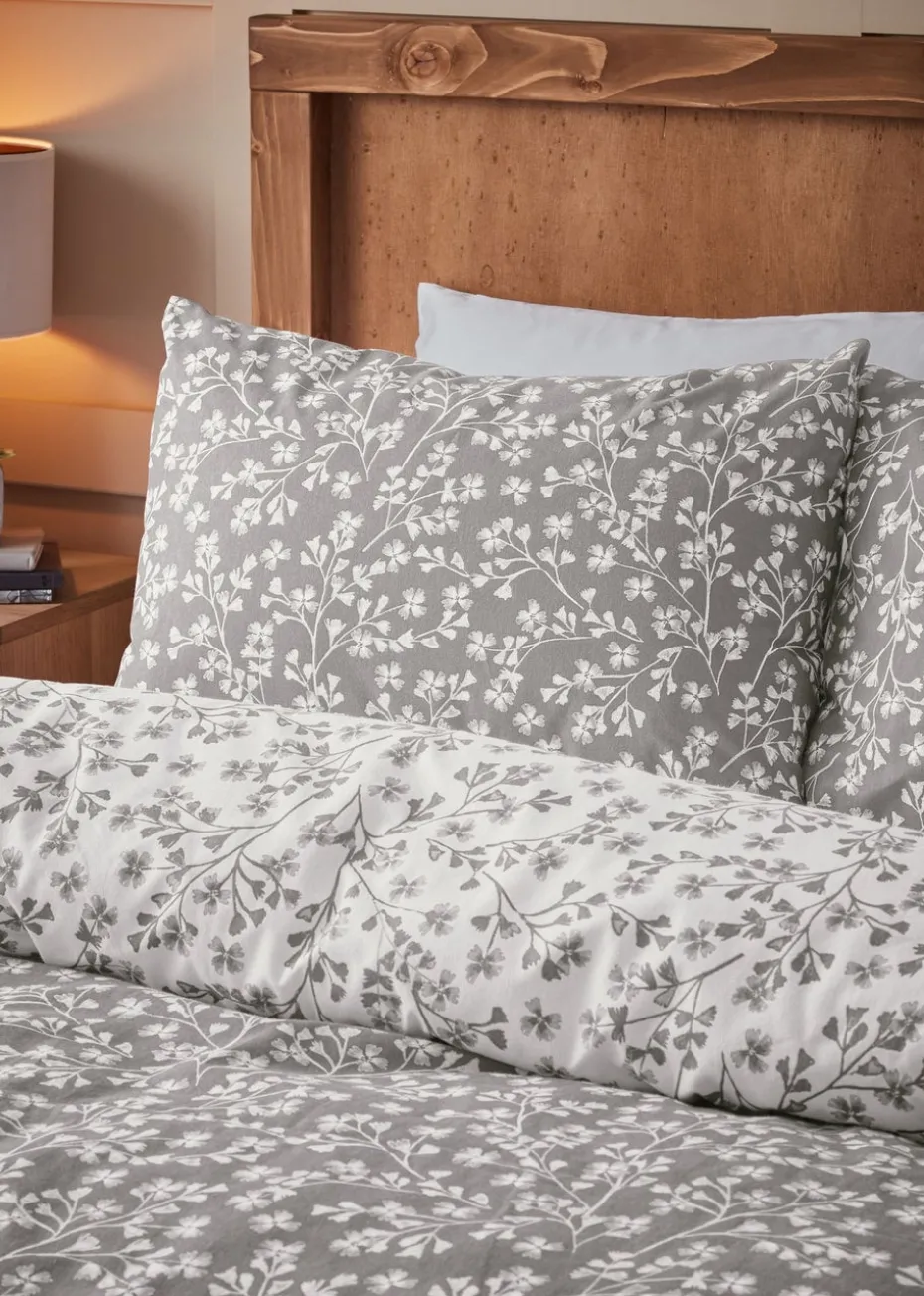 Catherine Lansfield Brushed Grace Floral Cotton Reversible Duvet Cover Set
