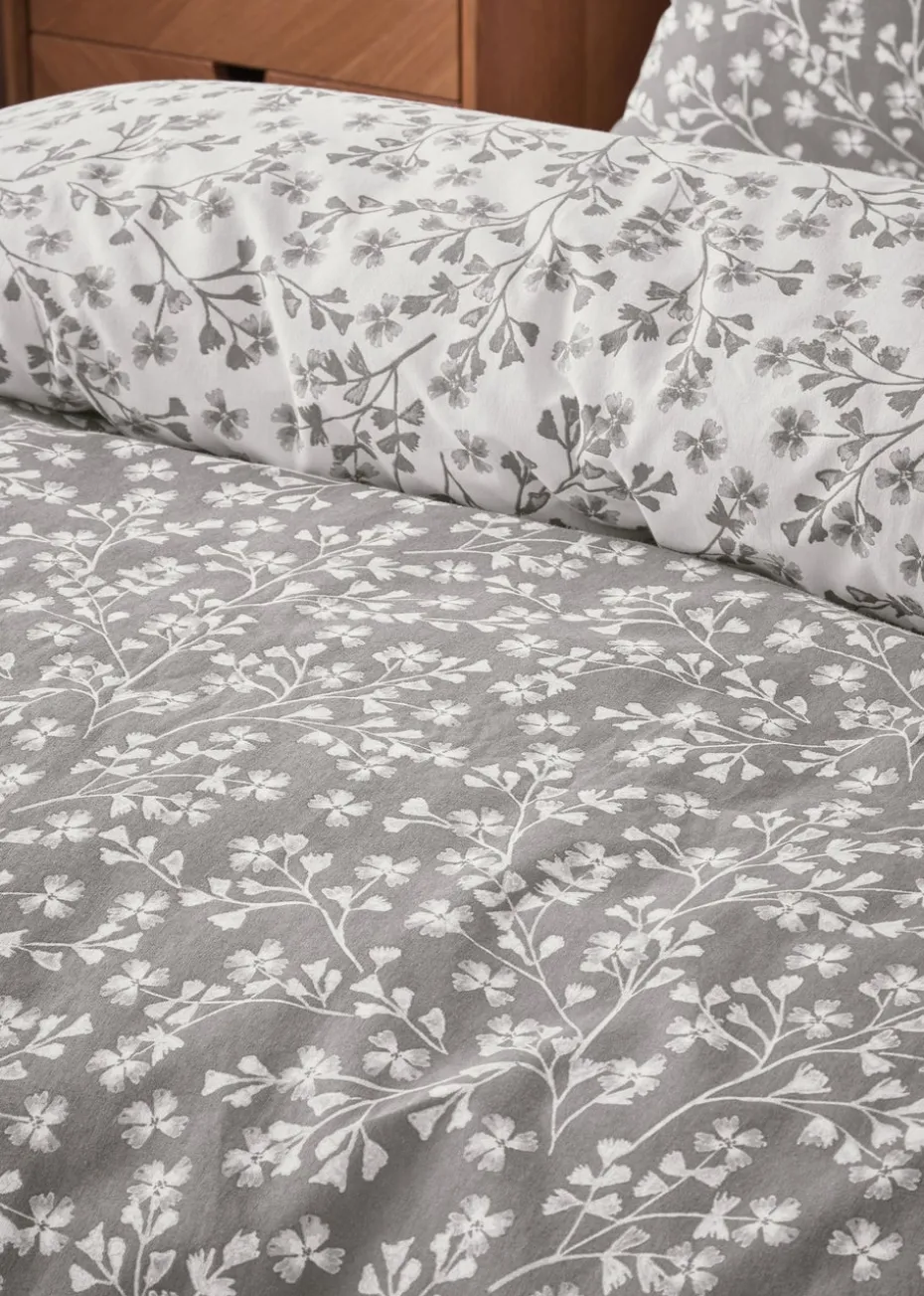 Catherine Lansfield Brushed Grace Floral Cotton Reversible Duvet Cover Set