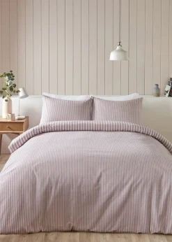 Catherine Lansfield Brushed Cotton Stripe Reversible Duvet Cover Set