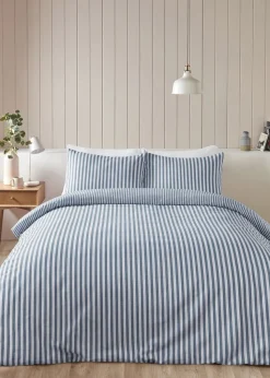 Catherine Lansfield Brushed Cotton Stripe Reversible Duvet Cover Set