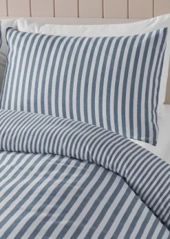 Catherine Lansfield Brushed Cotton Stripe Reversible Duvet Cover Set