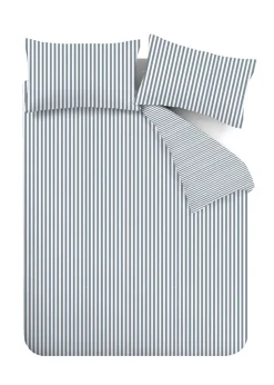 Catherine Lansfield Brushed Cotton Stripe Reversible Duvet Cover Set