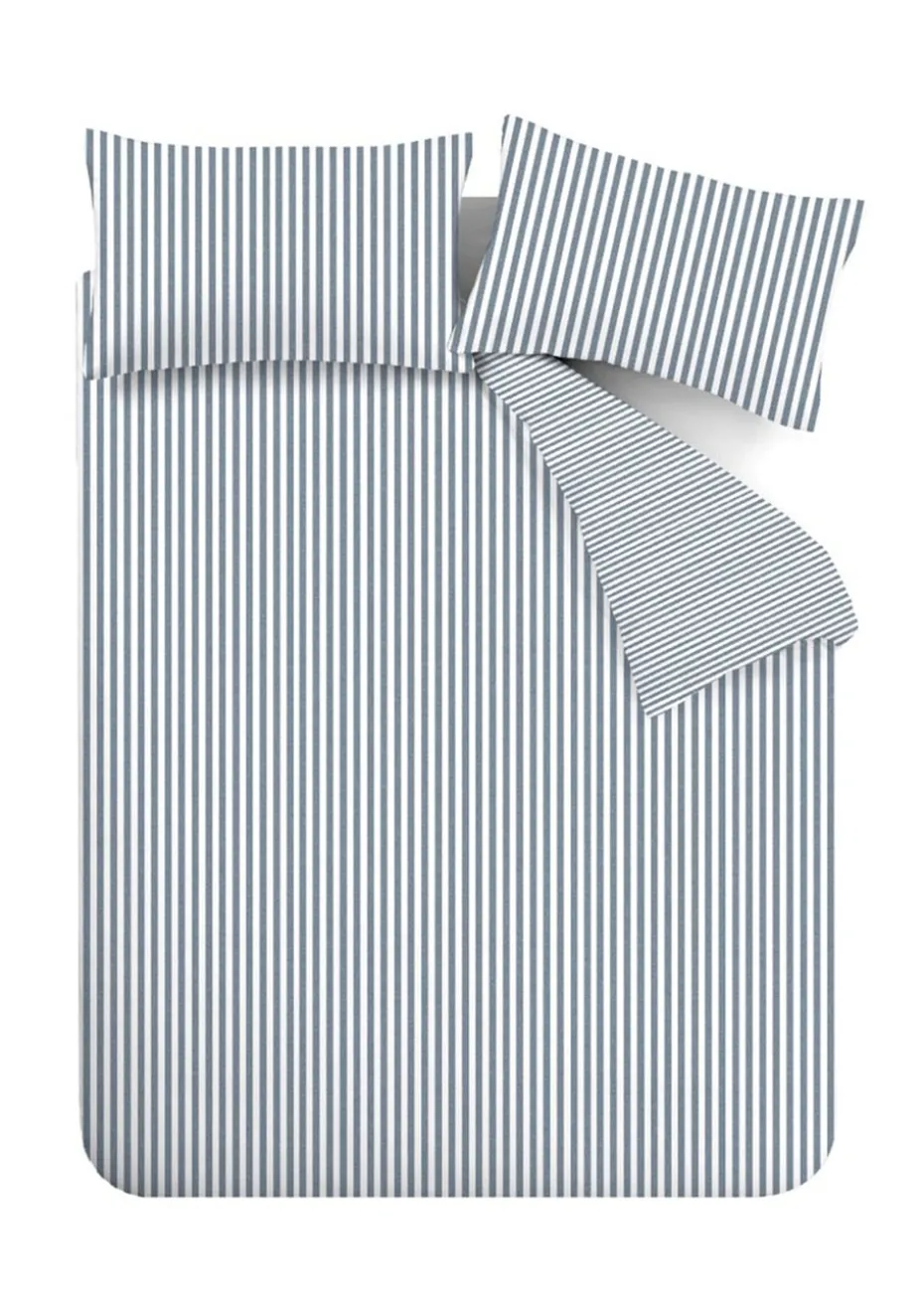Catherine Lansfield Brushed Cotton Stripe Reversible Duvet Cover Set