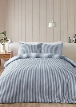 Catherine Lansfield Brushed Cotton Stripe Reversible Duvet Cover Set