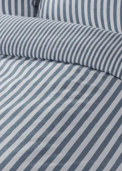 Catherine Lansfield Brushed Cotton Stripe Reversible Duvet Cover Set