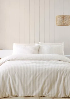 Catherine Lansfield Brushed Cotton Stripe Reversible Duvet Cover Set