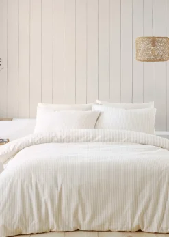 Catherine Lansfield Brushed Cotton Stripe Reversible Duvet Cover Set