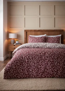 Catherine Lansfield Brushed Grace Floral Cotton Reversible Duvet Cover Set