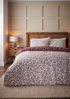 Catherine Lansfield Brushed Grace Floral Cotton Reversible Duvet Cover Set