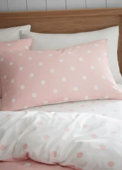 Catherine Lansfield Brushed Polka Dot Cotton Reversible Duvet Cover Set