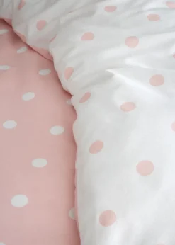Catherine Lansfield Brushed Polka Dot Cotton Reversible Duvet Cover Set