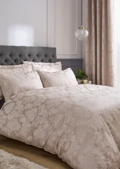 Catherine Lansfield Champagne Damask Jacquard Duvet Cover Set