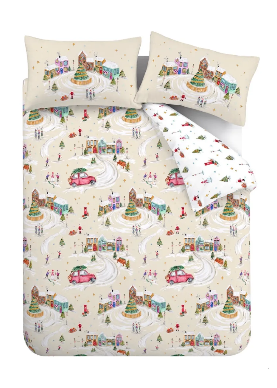 Catherine Lansfield Christmas Town Reversible Duvet Cover Set