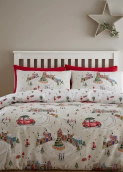 Catherine Lansfield Christmas Town Reversible Duvet Cover Set