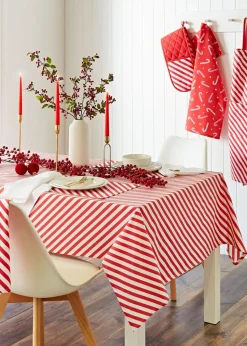Catherine Lansfield Christmas Candy Cane Cotton Table Cloth