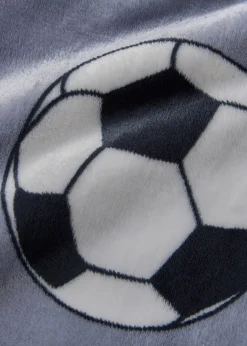 Catherine Lansfield Cosy Grey Football Fleece Blanket Throw