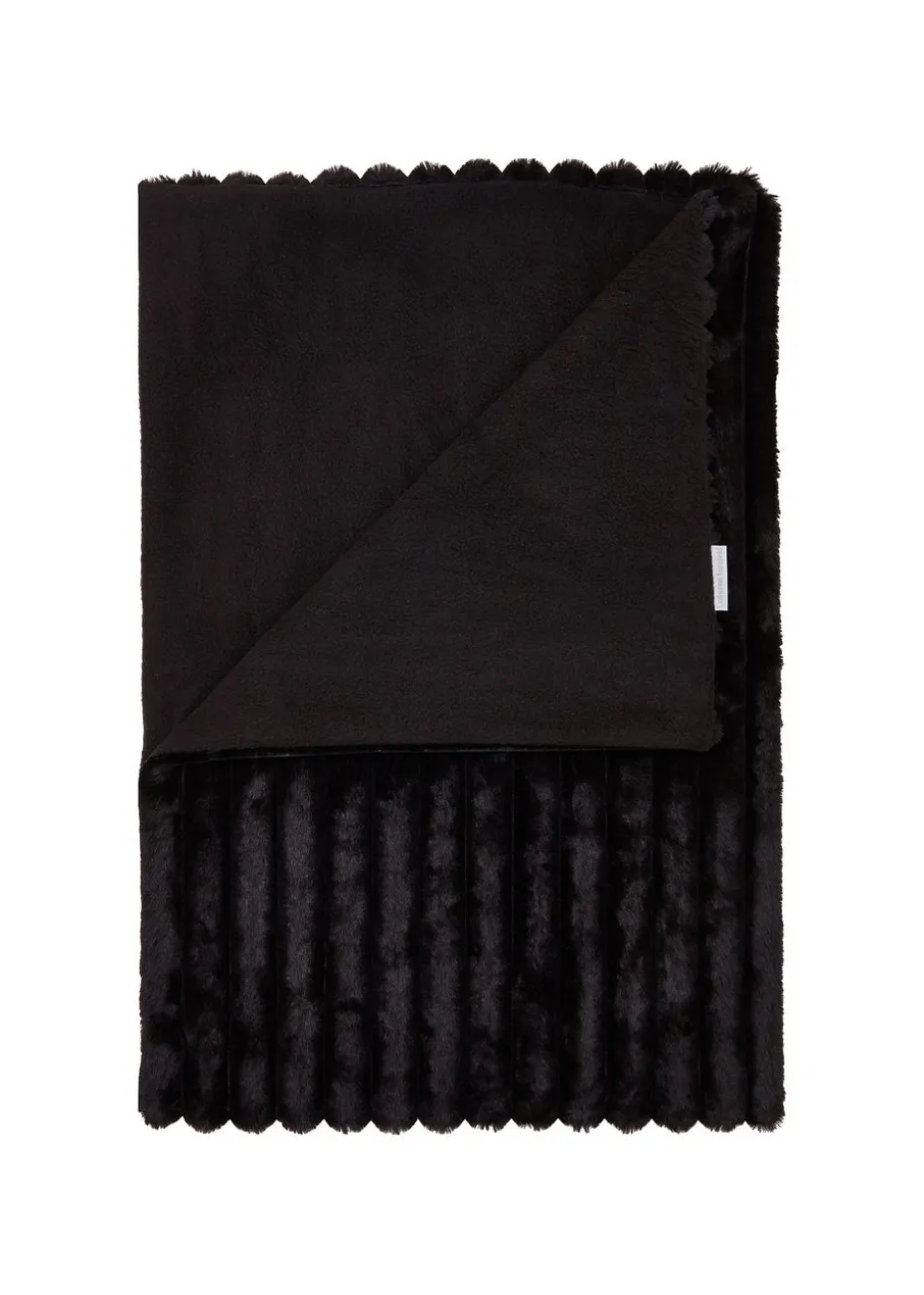 Catherine Lansfield Cosy Ribbed Faux Fur Soft Blanket Throw (130x170 cm)