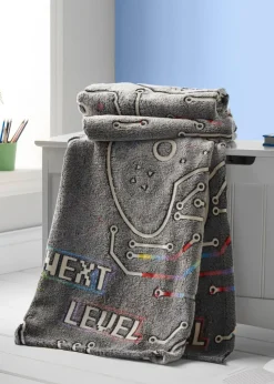 Catherine Lansfield Game Over Glow in the Dark Cosy Fleece Blanket Throw (130x170cm)