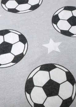 Catherine Lansfield Grey Brushed Cotton Football Stars Fitted Sheet