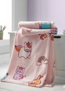 Catherine Lansfield Kids Pink Forever Together Cosy Fleece Blanket Throw