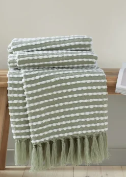Catherine Lansfield Stab Stitch Green Throw (125x150cm)