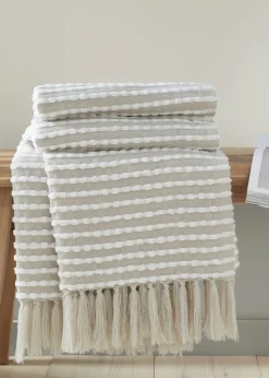 Catherine Lansfield Stab Stitch Natural Throw (125x150cm)